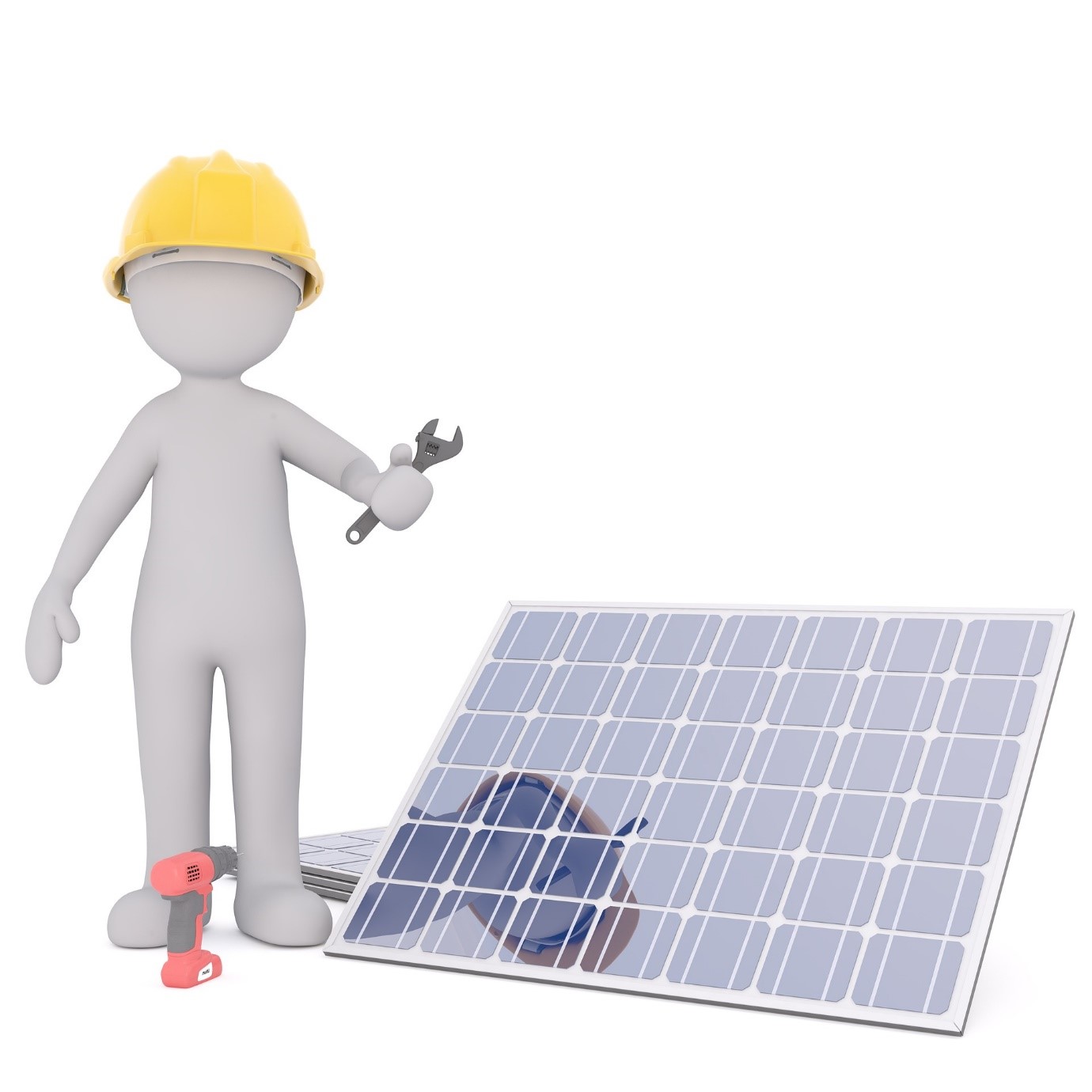 Infographie montrant un technicien installant un routeur solaire.